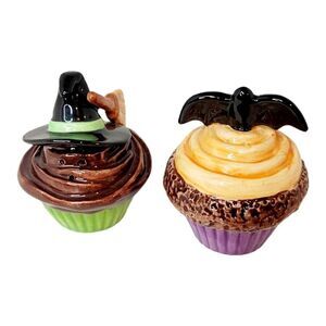 Vintage Halloween‎ Bat and Witch Hat Salt and Pepper Shakers